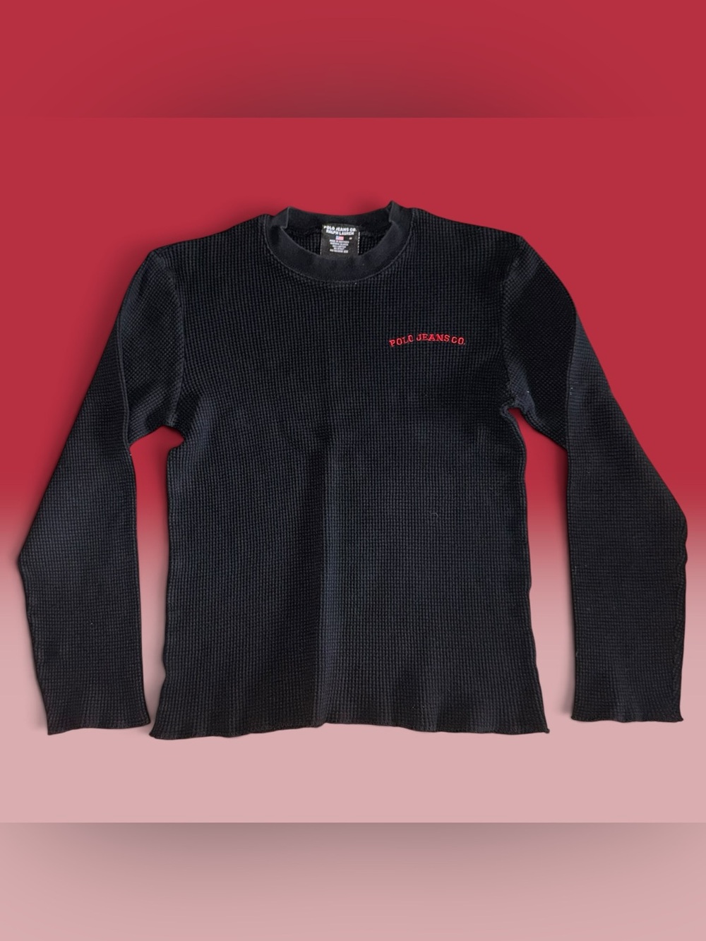 Vintage 90s Polo Jeans Co. Ralph Lauren Men’s M Black Thermal Long Sleeve Shirt